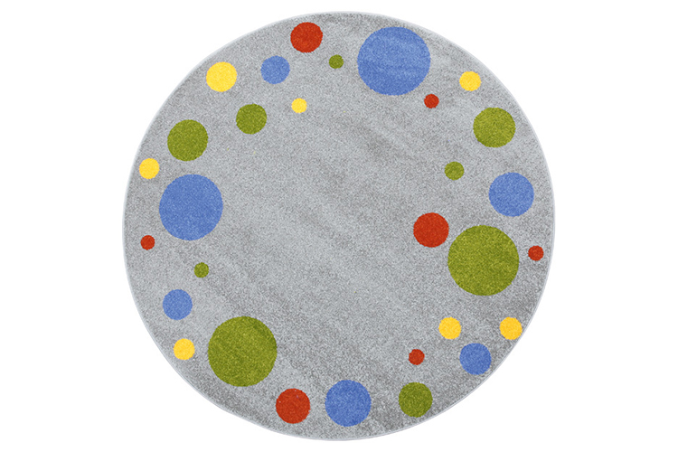 Doplnky Quadro Okrúhly koberec 2 m šedý s farebnými bodkami