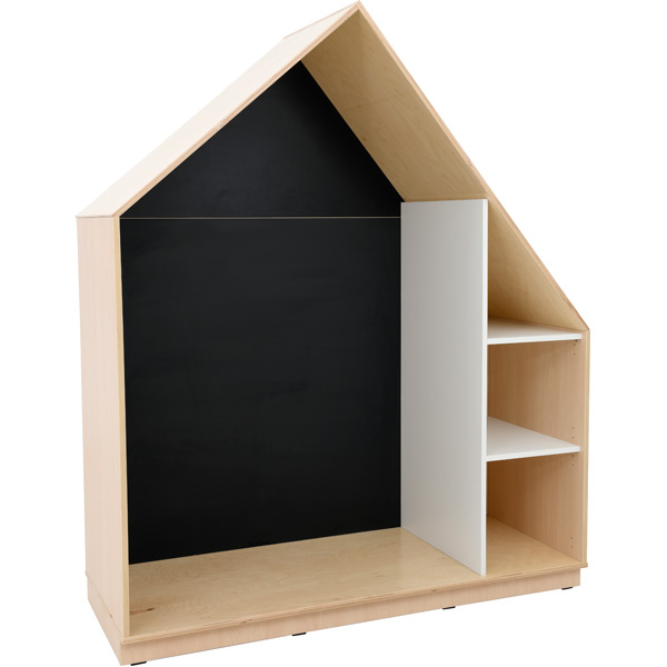 Quadro - skrinka-domček s magnetickou tabuľou a 2 policami, biely korpus